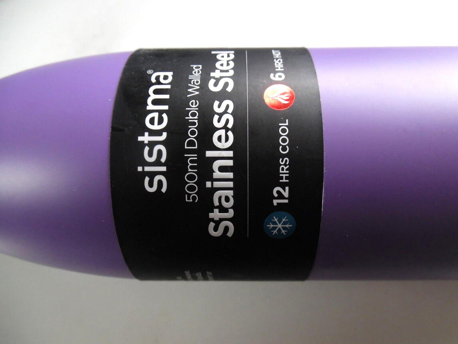 Sistema Double Walled Stainless Steel Bottle, Colour Purple / Voilet 500ml