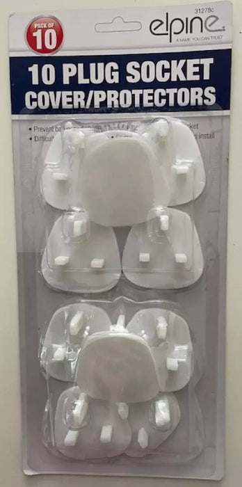 PACK OF 10  WHITE PLUG SOCKET COVERS/PROTECTORS - MAINS UK - CHILD & BABY SAFETY