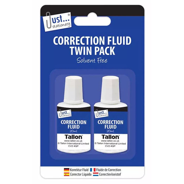 Correction Fluid Twin Pack - Stationery Corrector Exam College School Writing