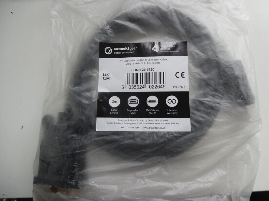 Connekt Gear DisplayPort to DVI Display Cable 2m 26-6120