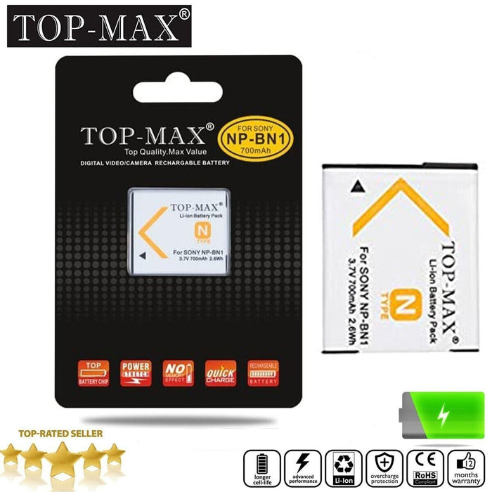 Top-Max Replacement NP-BN1 700 mAh Battery for Sony DSC-W800 DSC-W810 DSC-W830