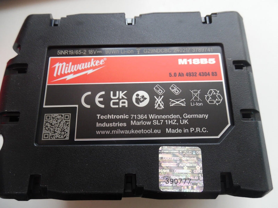 Milwaukee M18 5.0ah Red Lithium-ion Battery - Black/Red (M18b5 )