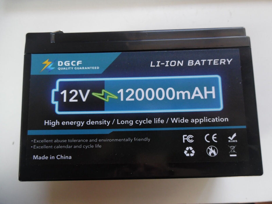 dgcf 12v 120000mah battery long cycle life 6" x 2.5" x 2.5"