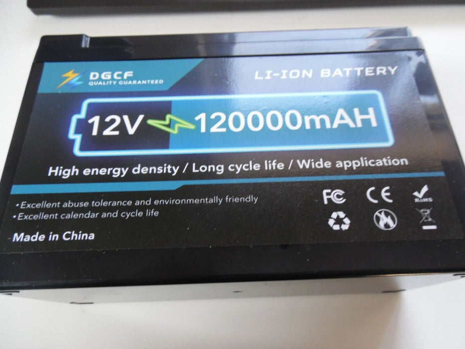 dgcf 12v 120000mah battery long cycle life 6" x 2.5" x 2.5"