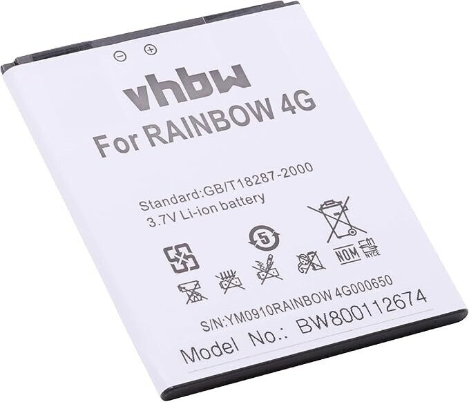 vhbw Battery for Wiko Wax Rainbow 4G Wiko Max OR3-I-40 2500mAh