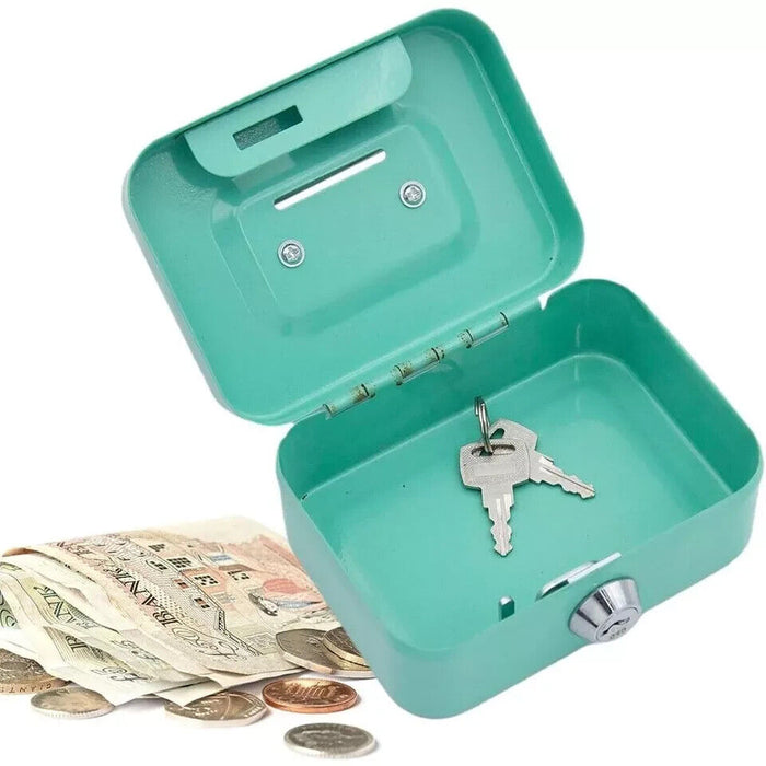 with Coin Slot Money Box Metal Coin Bank Portable Coin Saving Box Green