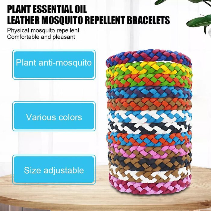 12PCS Anti Mosquito Bracelet Pest Insect Repellent Waterproof Leather Wristband