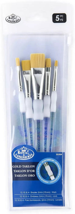 Royal & Langnickel Acrylic Handle Soft Grip Beige Brushes SG 304 Flat 5 Pcs Set