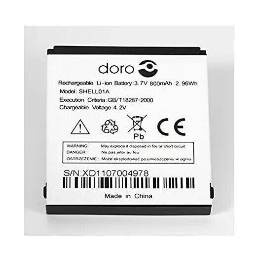 Genuine Doro SHELL01A Battery For 605 610 611 612 632 622 520X 409 410  800mAh..