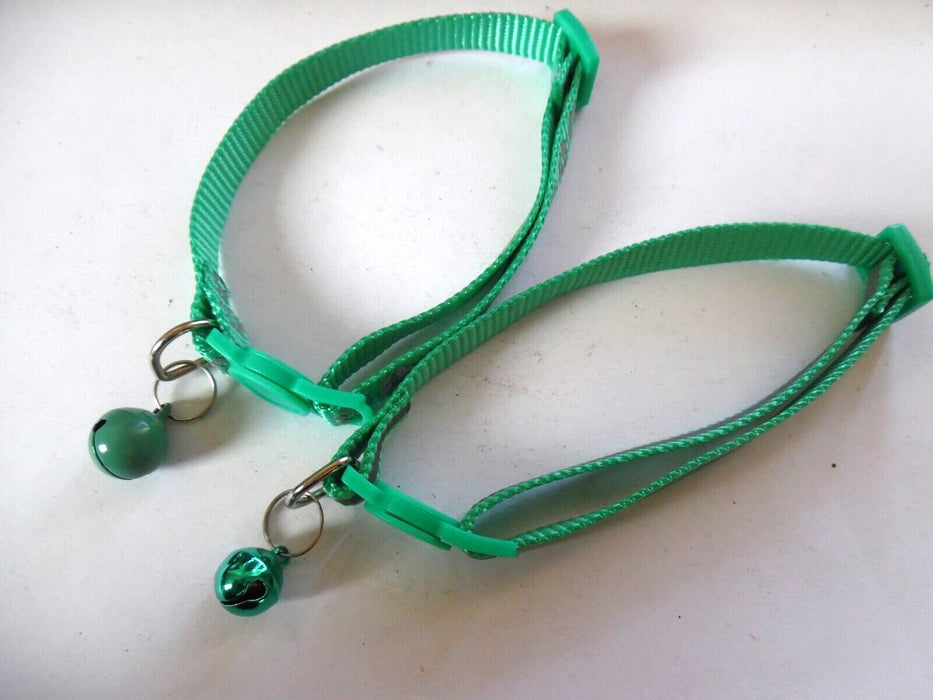 2 x green cat collar with bells