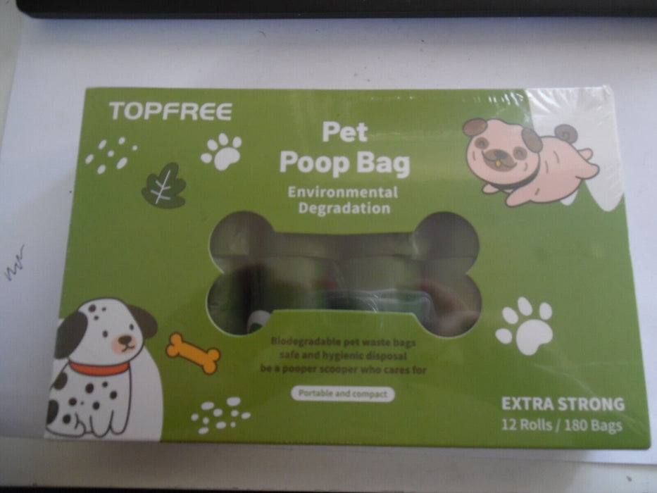 topfree pet poop bags 12 rolls / 180 bags