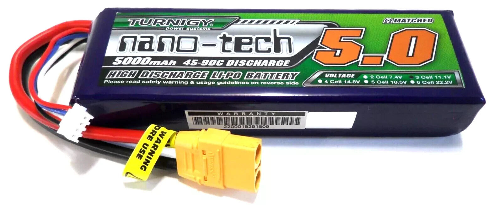 Turnigy Nano-Tech 5000mAh 3s 11.1v 45C 90C softcase LiPo Battery XT90 Connector#