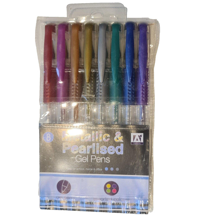 A Star Metallic & Pearlised Gel Pens Pack 8