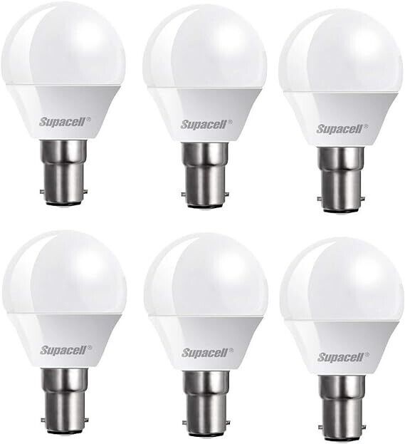 6x Supacell G45 Golf Ball B22 5W 470lm Energy Saving Cool White Bulb 6500k lumen