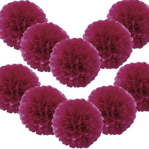 (Burgundy, 20PCS - 6"(15CM)) Time to Sparkle Tissue Paper Pompoms