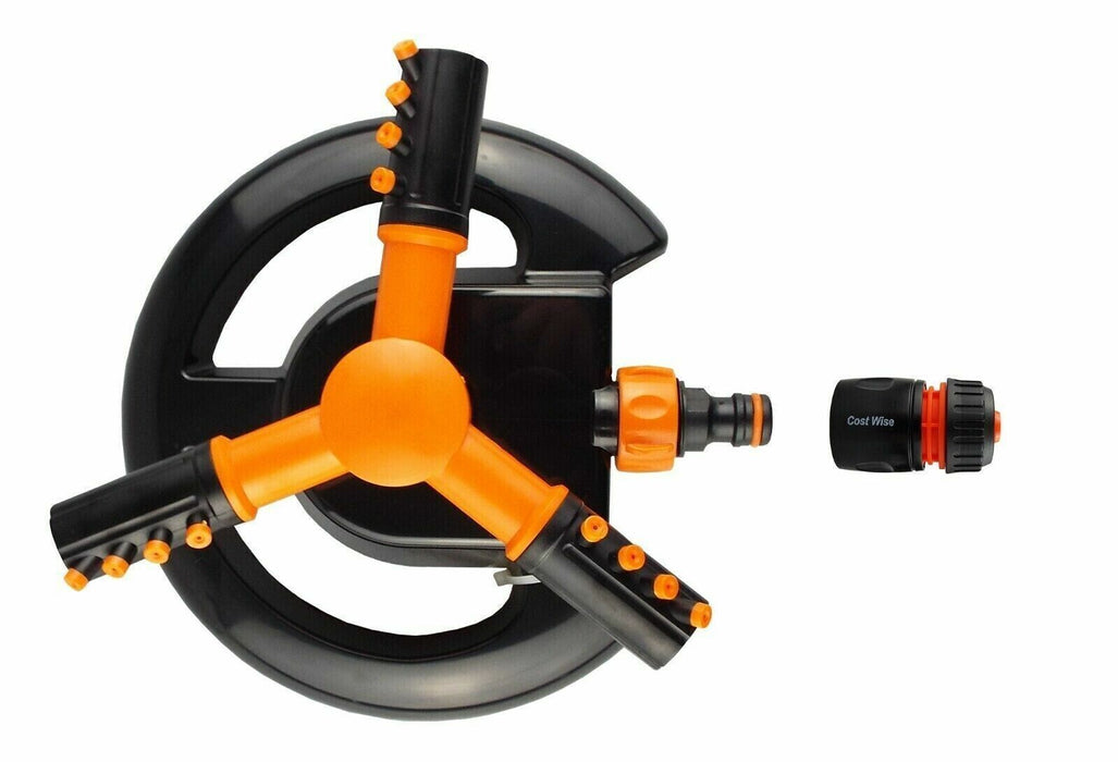 3 ARM Black Orange Rotating LAWN SPRINKLER ✪ Irrigation System ✪ Gardening