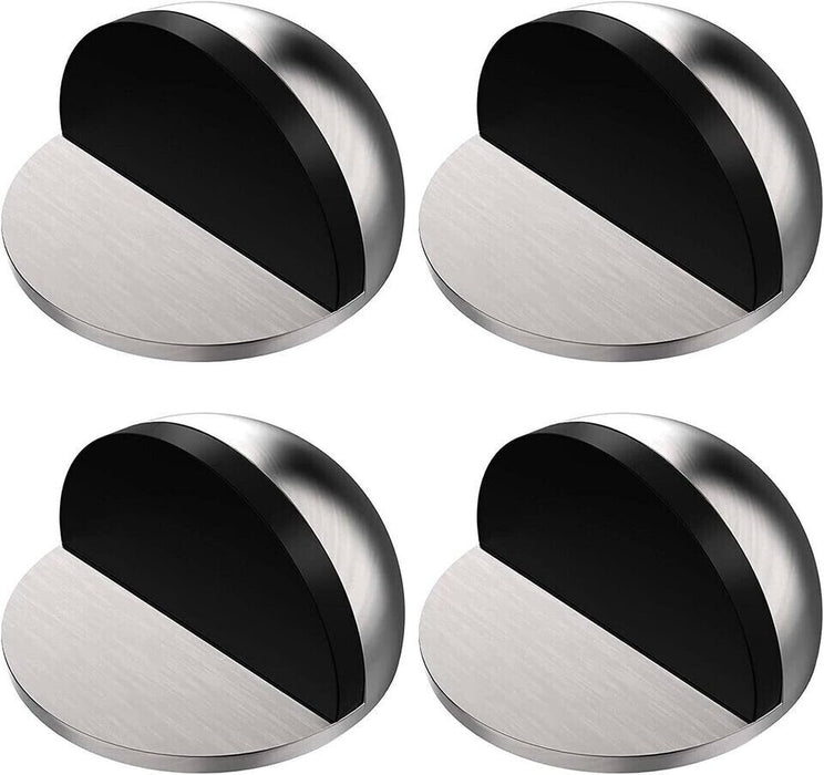 4 x Stainless Steel Floor Door Stopper, Oval Floor Mounted Half Moon Door Stop