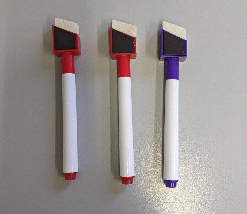 3 SHAPED MAGNETIC COLOUR SET WHITE BOARD MARKERS - 3 PACK