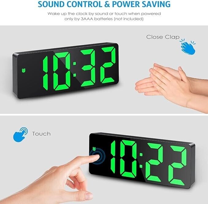 Digital Alarm Clock, Alarm Clocks Bedside with Big LED Temperature Display, Beds