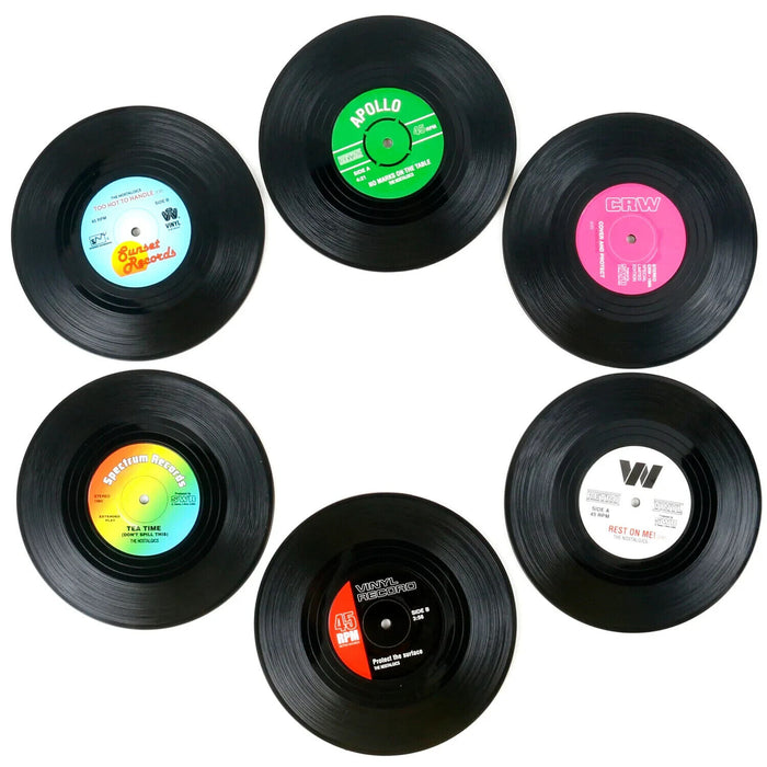 TRIXES Assorted Retro Vinyl Drink Coasters Pack of 6 NEW Drink Coaster x6 Retro