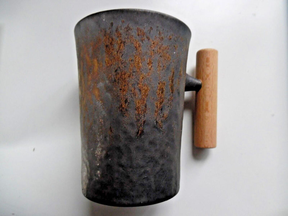 Japanese Style Ceramic Coffee Mug Tea Cup with Wooden Handle Rustic Effect