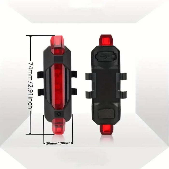 4 Modes Rear Tail Light Red 5 LED USB Rechargeable Mountain Bike Cycling Light F