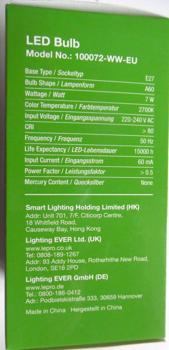 le lighting ever 806lm warm white 2700k bulb E27