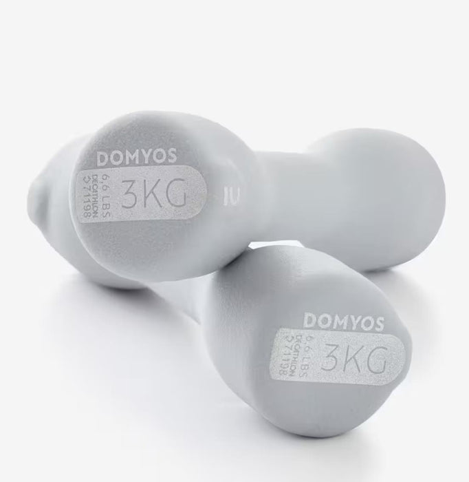 DOMYOS Fitness Dumbbells Easy Set of 2 x 3 kg - Grey