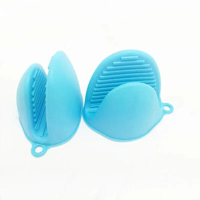 Silicone POT HOLDER OVEN MITT  MINI GLOVE 2 pack light blue