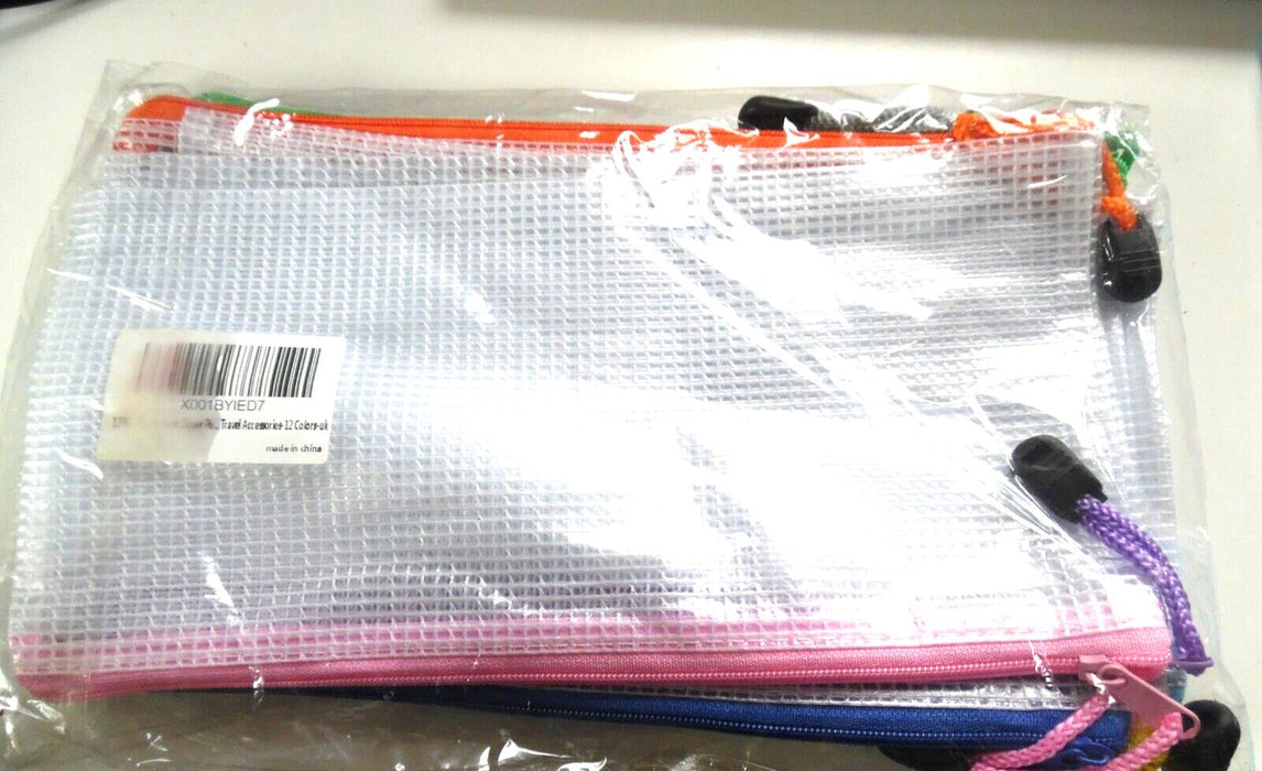 12 piece travel accessory bags 9" x 4.5"