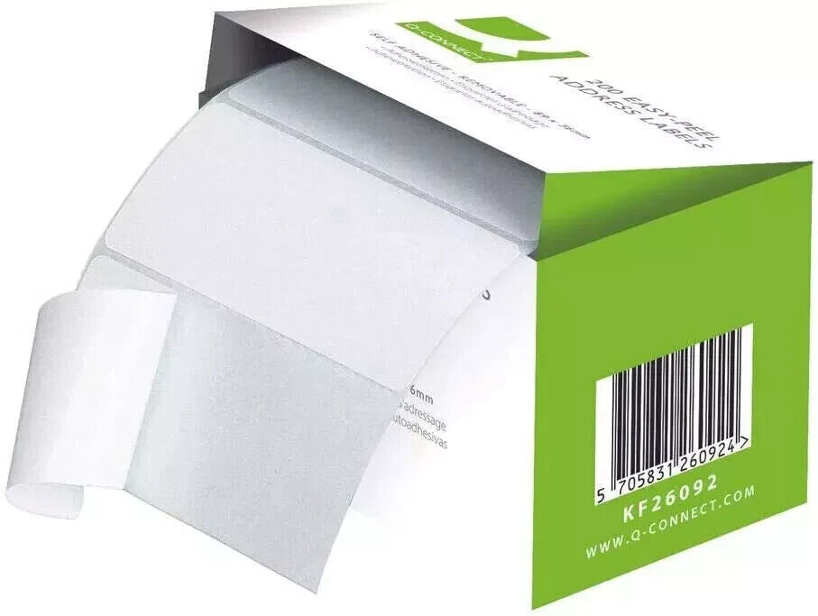 200 Q-CONNECT 89MMx36MM WHITE ADDRESS LABELS REPOSITIONABLE SELF ADHESIVE NEW