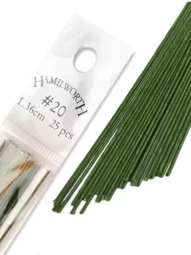 Florist Wire GREEN Hamilworth  Flowers Craft SIZE 20 Paper Covered pack of 4