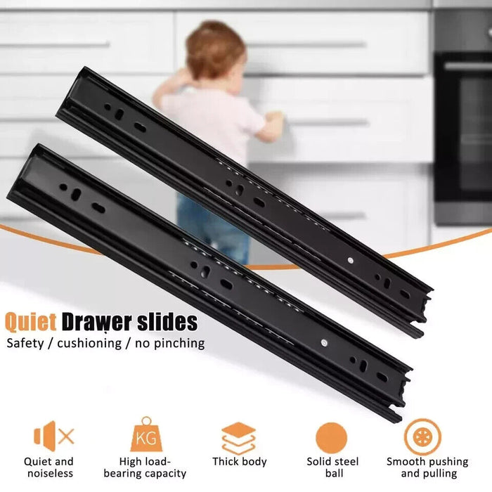 2X Drawer Runners Soft Close Heavy Duty Full Extension Ball Bearing Drawer Slide