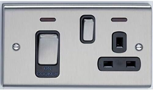 Deta SD1302PSCB Cooker Control Unit with Neons 45 Amp (Satin Chrome/Black Insert