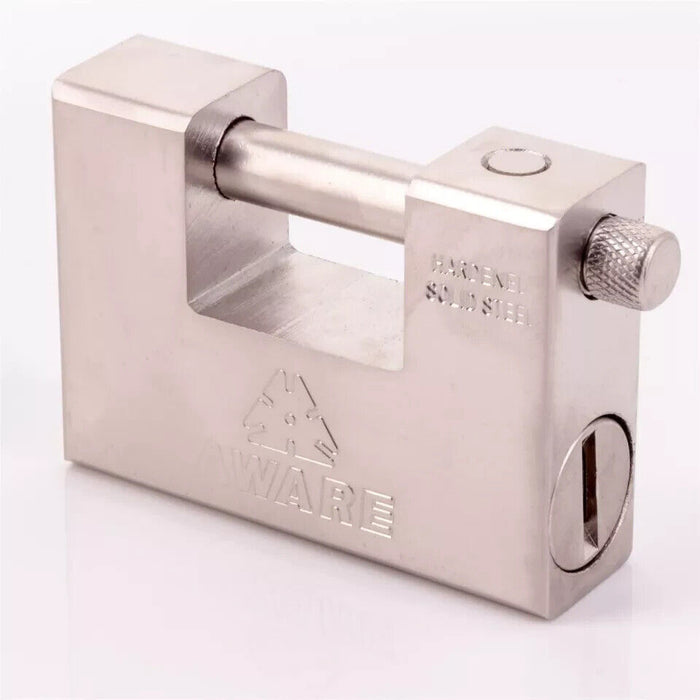 Aware 94mm HARDENED SOLID STEEL Heavy Duty 5 keys Padlock Garage/Gate/Shed Lock