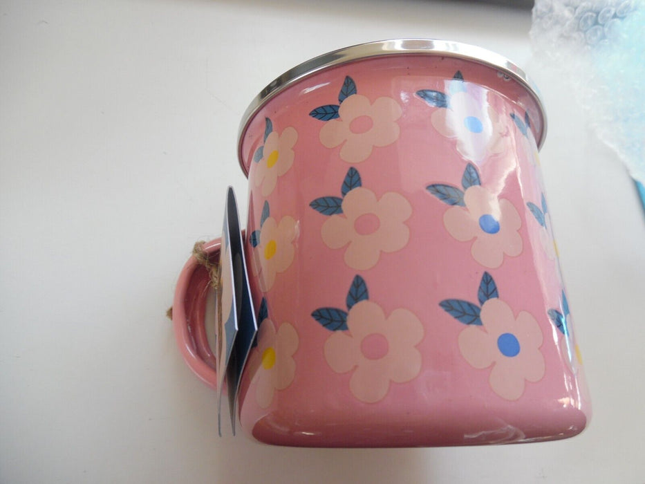 Enamel Happy Pink Travel Camping Mug