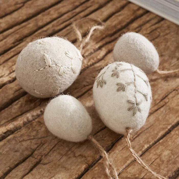 The White Company - Felt Embroidered Egg Decorations – Set of 4