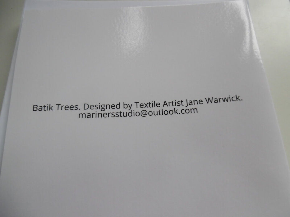 Batik trees Blank cards design by jane warwick pack of 10