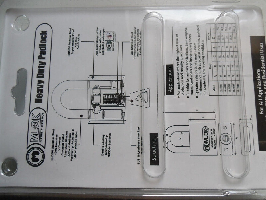 m lok heavy duty padlock Stainless Steel Lock