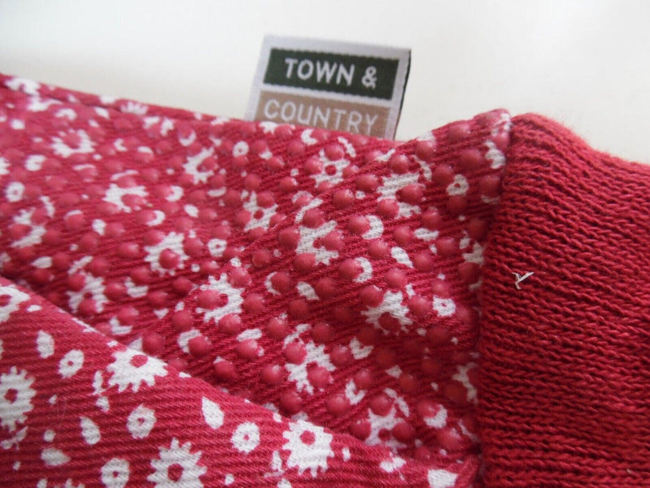 TOWN & COUNTRY COTTON GRIP WITH DOTTED PALM GARDEN GLOVES RED - MEDIUM (8)