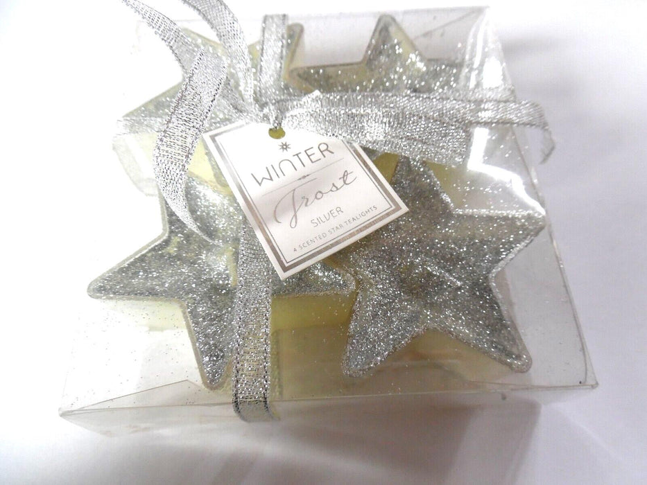 winter frost silver candles 4 pack star tealights