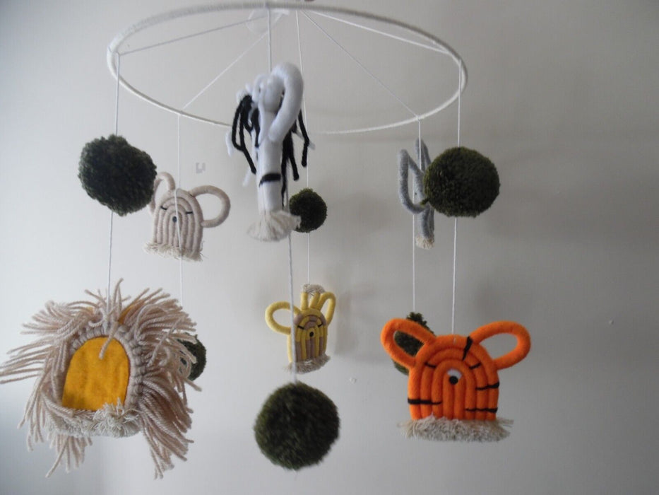 Nursery decor felt animals overhead hanging mobile