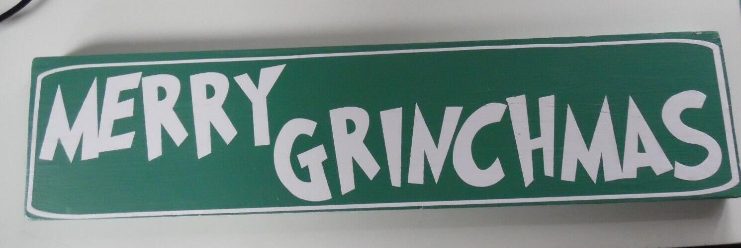 merry grinchmas wooden sign 15.5" x 3.75"