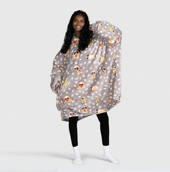 The Oodie Blanket Hoodie: Wearable Blanket - Sloth Pattern - Adult