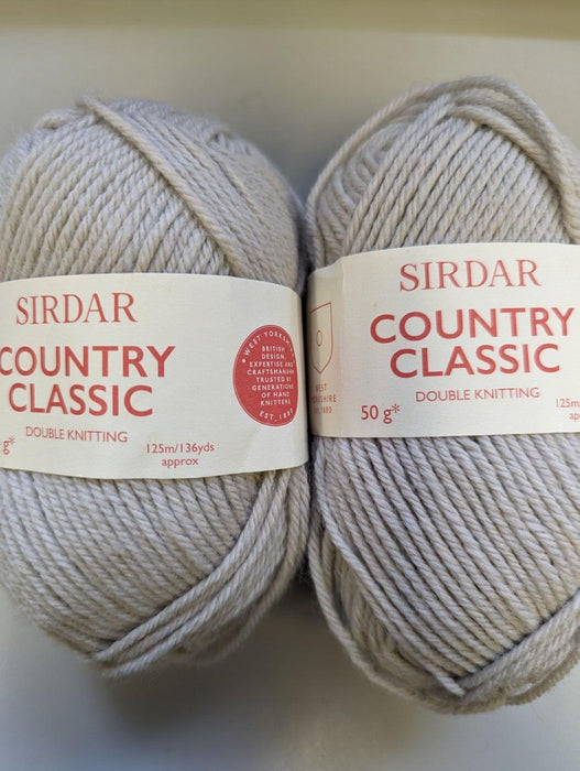 2x Sirdar Country Classic Double Knitting 50g Wool Yarn - 862 Dove Grey