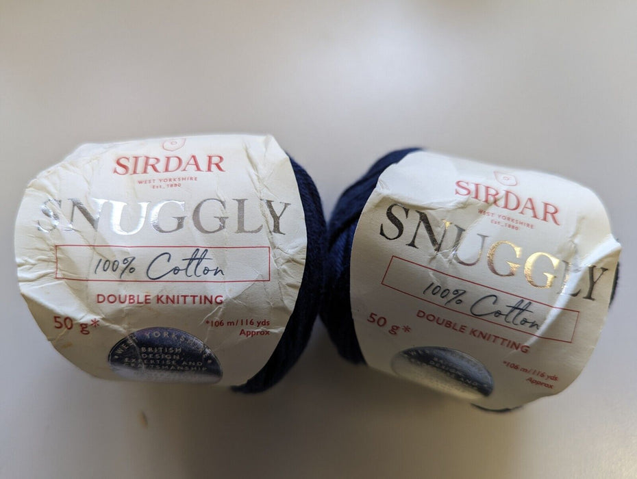 2x Sirdar Snuggly 100% Cotton DK Baby Yarn 50g - Navy 758