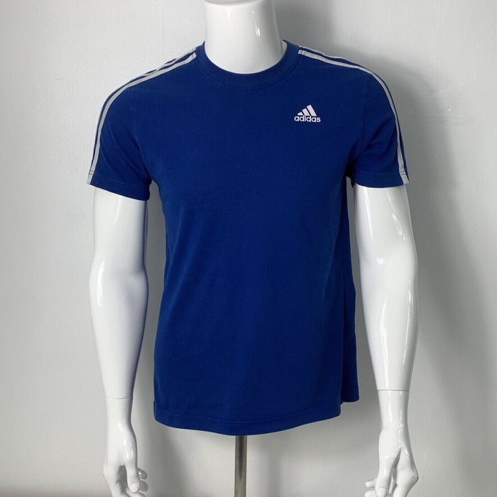 adidas Essentials Single Jersey Linear Logo T-Shirt in Lucid Blue 2XL