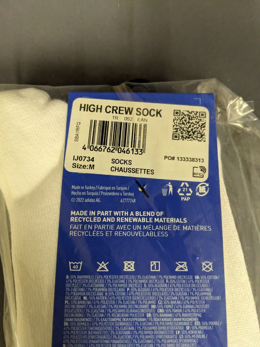 Adidas Originals High Crew Sock White Size Medium