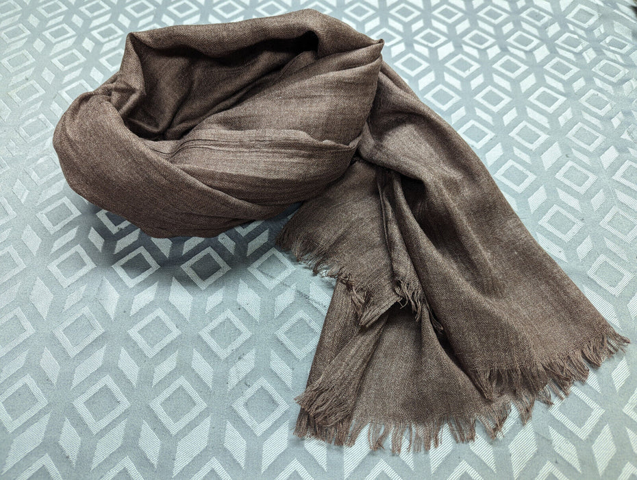 1pc Windproof And Warm Men's Scarf with Rough Hem - Brown