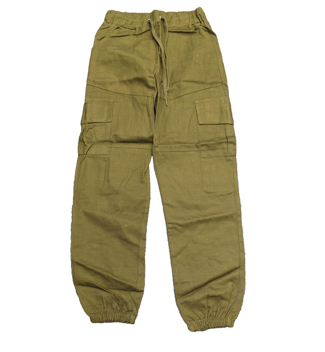 Cuffed Cargo Trousers Khaki Green Size Medium